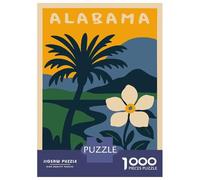 Adult Jigsaw1000 Pieces Alabama State Illustration with Palm Tree Jigsaw for Adults Brain Teaser Game Perfect Decoration Unique Gifts for Birthday And Christmas 38x26cm/1000pcs