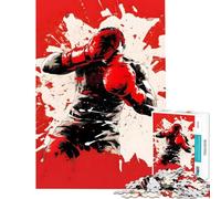 Adult Jigsaw1000 Pieces Boxer Red Fighter Boxing Help The Brain Exercise Birthday Present Home Decoration Toys Suitable for People Aged 14 And Above (38x26cm)