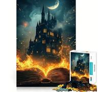 Adult Jigsaw1000 Pieces Burning Book Castle Precise Fit Game Smart Brain Toy Free Time Play Birthday Mind Gift (50x75cm)