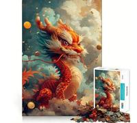 Adult Jigsaw1000 Pieces Cartoonized Chinese Dragon Precise Fit Game Smart Brain Toy Free Time Play Birthday Mind Gift (38x52cm)