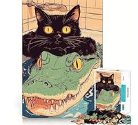 Adult Jigsaw1000 Pieces Cat And Alligator Bath Precise Fit Game Smart Brain Toy Free Time Play Birthday Mind Gift (38x52cm)