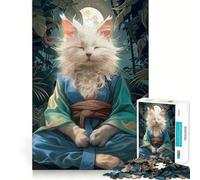 Adult Jigsaw1000 Pieces Cat Monk Meditate Mystic Precise Fit Game Smart Brain Toy Free Time Play Birthday Mind Gift (38x52cm)