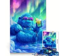 Adult Jigsaw1000 Pieces Chill Bear with Drink Seamless Edge Play Problem Solve Toy Idle Fun Time Xmas Scene Art (38x26cm)