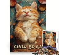 Adult Jigsaw1000 Pieces Chill Cat Painting Sharp Edge Game Logic Skill Play Relax Fun Time Birthday Fun Play (38x26cm)