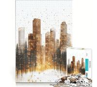 Adult Jigsaw1000 Pieces Cityscape with Golden Lights, Practical Game, Challenging To Complete, Artists' Collection, Fine Arts 38x26cm