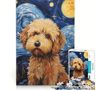 Adult Jigsaw1000 Pieces Cockapoo Starry Night Dog, Hands-on Game, Difficult And Challenge, Deal As Gifts for The Whole Family 38x26cm