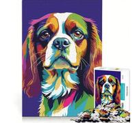 Adult Jigsaw1000 Pieces Colorful Cavalier King Charles Spaniel Portrait, Hands-on Game, Difficult And Challenge, Deal As Gifts for The Whole Family 50x75cm
