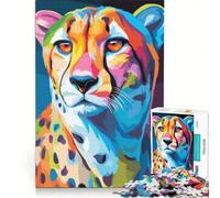 Adult Jigsaw1000 Pieces Colorful Cheetah Portrait, Hands-on Game, Difficult And Challenge, Deal As Gifts for The Whole Family 50x75cm