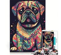 Adult Jigsaw1000 Pieces Colorful Pug, Practical Game, Challenging To Complete, Artists' Collection, Fine Arts 38x26cm