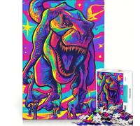 Adult Jigsaw1000 Pieces Colorful Tyrannosaurus Rex Digital Art, Practical Game, Challenging To Complete, Artists' Collection, Fine Arts 50x75cm