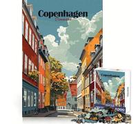 Adult Jigsaw1000 Pieces Copenhagen Denmark Cityscape Art Print Seamless Edge Play Problem Solve Toy Idle Fun Time Xmas Scene Art (38x26cm)