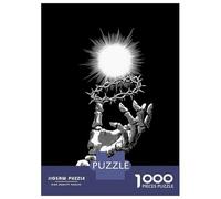 Adult Jigsaw1000 Pieces Crown of Thorns And Skeleton Hand Jigsaw for Adults Brain Teaser Game Perfect Decoration Unique Gifts for Birthday And Christmas 52x38cm/1000pcs