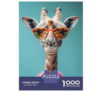Adult Jigsaw1000 Pieces Cute Giraffe with Glasses Jigsaw for Adults Brain Teaser Game Perfect Decoration Unique Gifts for Birthday And Christmas 52x38cm/1000pcs