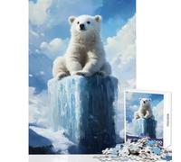 Adult Jigsaw1000 Pieces Cute Polar Bear on Iceberg Puzzle For Teenagers Difficult Hard Educational Challenge Birthday Present,Travel Gifts, (38x26cm)