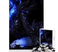 Adult Jigsaw1000 Pieces Dark Fantasy Creature with Blue Flames Puzzle For Teenagers Difficult Hard Educational Challenge Birthday Present,Travel Gifts, (38x26cm)
