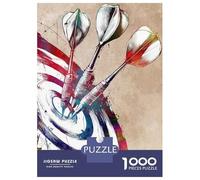 Adult Jigsaw1000 Pieces Darts Hitting Target, Watercolor Style Jigsaw for Adults Brain Teaser Game Perfect Decoration Unique Gifts for Birthday And Christmas 38x26cm/1000pcs