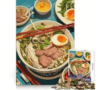 Adult Jigsaw1000 Pieces Delicious Vietnamese Pho Bowl Illustration Precise Joint Play Smart Mind Activity Free Time Game Christmas Wall Decor (50x75cm)