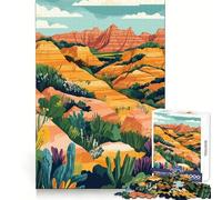 Adult Jigsaw1000 Pieces Desert Canyon Landscape Spring Illustration Sharp Edge Game Logic Skill Play Relax Fun Time Birthday Fun Play (38x26cm)