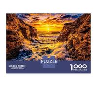 Adult Jigsaw1000 Pieces Dramatic Sunset Over Crashing Waves Adult Jigsaw Puzzle Hands-on Game Perfect Decoration Unique Gifts for Birthday And Christmas 52x38cm/1000pcs