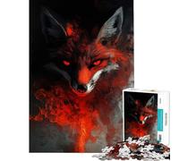 Adult Jigsaw1000 Pieces Fiery Fox Portrait Help The Brain Exercise A Work of Art Relaxing Games for And from 14 Years And over (38x52cm)