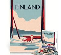 Adult Jigsaw1000 Pieces Finland Travel Poster Seamless Edge Play Problem Solve Toy Idle Fun Time Xmas Scene Art (38x52cm)