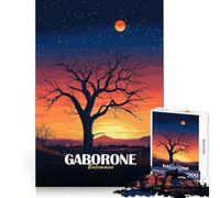 Adult Jigsaw1000 Pieces Gaborone Botswana Sunset Landscape Art Seamless Edge Play Problem Solve Toy Idle Fun Time Xmas Scene Art (38x26cm)