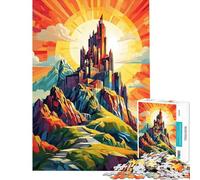 Adult Jigsaw1000 Pieces Geometric Sunrise Castle Help The Brain Exercise A Work of Art Relaxing Games for And from 14 Years And over (38x52cm)