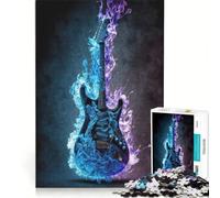 Adult Jigsaw1000 Pieces Guitar Fire, Practical Game, Challenging To Complete, Artists' Collection, Fine Arts 38X26CM