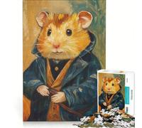 Adult Jigsaw1000 Pieces Hamster in A Coat, Practical Game, Challenging To Complete, Artists' Collection, Fine Arts 38X26CM