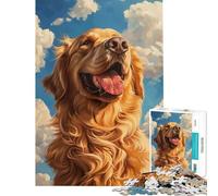 Adult Jigsaw1000 Pieces Happy Golden Retriever Help The Brain Exercise Birthday Present Home Decoration Toys Suitable for People Aged 14 And Above (38x52cm)