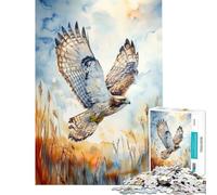 Adult Jigsaw1000 Pieces Hawk in Flight Watercolor Fun at Home Activities, Home Decoration Impossible Game Suitable for People Aged 14 And Above (38x52cm)
