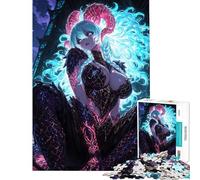 Adult Jigsaw1000 Pieces Horned Demon Girl with Glowing Hair Help The Brain Exercise Birthday Present Home Decoration Toys Suitable for People Aged 14 And Above (50x75cm)