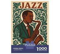 Adult Jigsaw1000 Pieces Jazz Musician Playing Saxophone Jigsaw for Adults Brain Teaser Game Perfect Decoration Unique Gifts for Birthday And Christmas 52x38cm/1000pcs