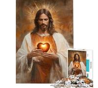 Adult Jigsaw1000 Pieces Jesus Holding Sacred Heart Help The Brain Exercise Birthday Present Home Decoration Toys Suitable for People Aged 14 And Above (50x75cm)