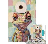Adult Jigsaw1000 Pieces Lizard with Toilet Paper Help The Brain Exercise Birthday Present Home Decoration Toys Suitable for People Aged 14 And Above (38x26cm)