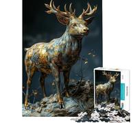 Adult Jigsaw1000 Pieces Majestic Deer Statue Help The Brain Exercise A Work of Art Relaxing Games for And from 14 Years And over (38x26cm)