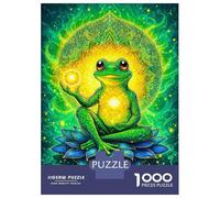 Adult Jigsaw1000 Pieces Meditating Frog with Cosmic Mandala Jigsaw for Adults Brain Teaser Game Perfect Decoration Unique Gifts for Birthday And Christmas 38x26cm/1000pcs