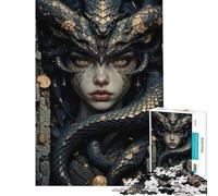 Adult Jigsaw1000 Pieces Medusa Portrait with Snakes And Gold Jigsaws for Adults Toy Wall Decor Analysis And Logic Unique Gifts for Birthday And Christmas (Size 38x26cm)