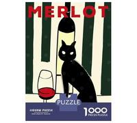 Adult Jigsaw1000 Pieces Merlot Wine Cat Jigsaw for Adults Brain Teaser Game Perfect Decoration Unique Gifts for Birthday And Christmas 70x50cm/1000pcs