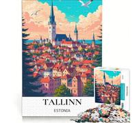 Adult Jigsaw1000 Pieces Most Beautiful Baltic Cities, Fun Games, For Family Fun, with Fully Interlocking Randomly Shaped Pieces 38x26cm
