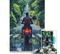 Adult Jigsaw1000 Pieces Motorcycle Ride on A Rainy Road Hands-on Game Difficult And Challenge Deal As Gifts for The Whole Family 38x52cm