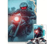 Adult Jigsaw1000 Pieces Motorcycle Rider in Storm Practical Game Challenging To Complete Artists' Collection Fine Arts 50x75cm