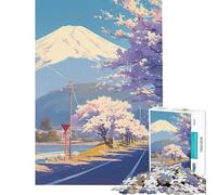 Adult Jigsaw1000 Pieces Mount Fuji And Cherry Blossoms Help The Brain Exercise A Work of Art Relaxing Games for And from 14 Years And over (50x75cm)