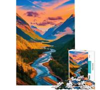 Adult Jigsaw1000 Pieces Mountain River Sunset Help The Brain Exercise Birthday Present Home Decoration Toys Suitable for People Aged 14 And Above (38x26cm)