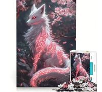 Adult Jigsaw1000 Pieces Mystical White Fox with Red Markings Hands-on Game Difficult And Challenge Deal As Gifts for The Whole Family 38x26cm