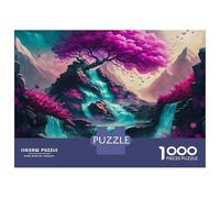 Adult Jigsaw1000 Pieces Pink Magical Tree Waterfal Jigsaw for Adults Brain Teaser Game Perfect Decoration Unique Gifts for Birthday And Christmas 70x50cm/1000pcs
