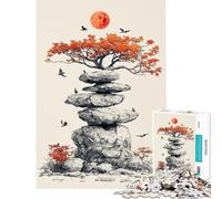 Adult Jigsaw1000 Pieces Red Moon ﹨u Balanced Rocks Help The Brain Exercise A Work of Art Relaxing Games for And from 14 Years And over (50x75cm)