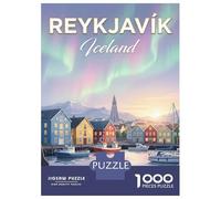 Adult Jigsaw1000 Pieces Reykjavik Iceland Aurora Borealis Jigsaw for Adults Brain Teaser Game Perfect Decoration Unique Gifts for Birthday And Christmas 70x50cm/1000pcs