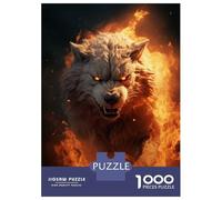 Adult Jigsaw1000 Pieces Running Wolf Evil Fire Jigsaw for Adults Brain Teaser Game Perfect Decoration Unique Gifts for Birthday And Christmas 70x50cm/1000pcs