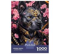 Adult Jigsaw1000 Pieces Samurai Dog with Cherry Blossoms Adult Puzzles Anti-Stress Toys Difficult Hard Unique Gifts for Birthday And Christmas 70x50cm/1000pcs